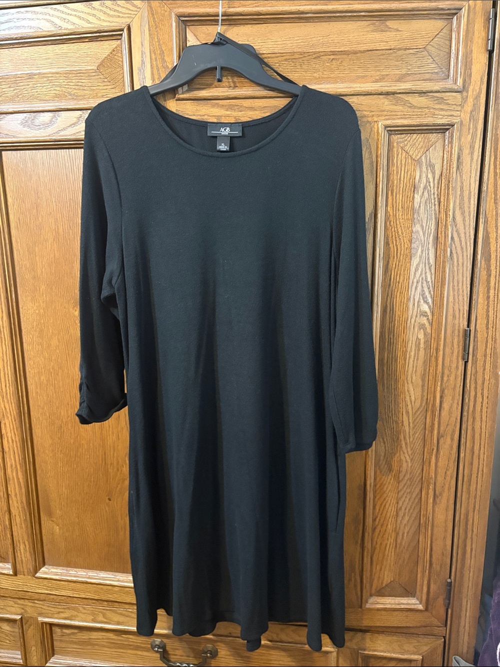 AGB Black 3/4 Sleeve Swing Dress